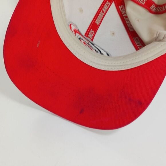 Vintage Drew Pearson Carolina Hurricanes Hat NHL Embroidered Tan/Red Hook&Loop - Picture 3 of 9